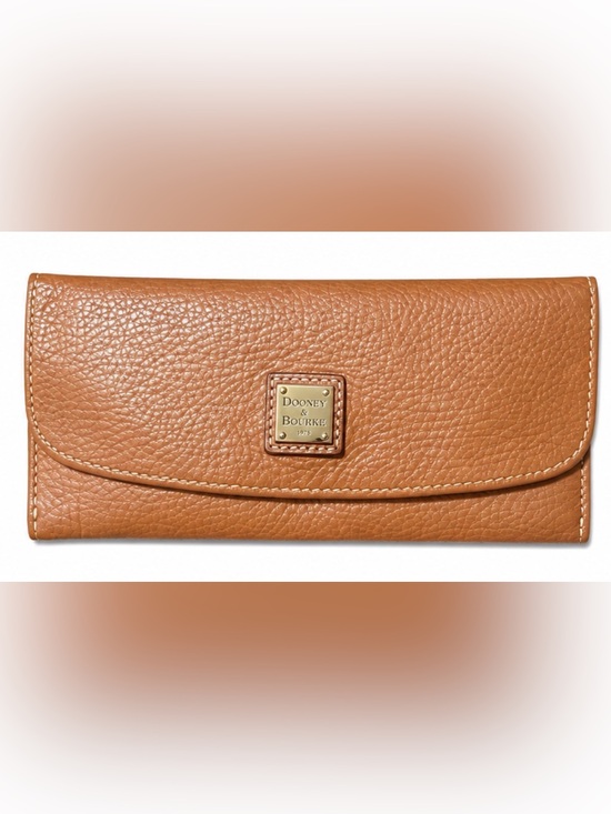 Dooney & Bourke Handbags - Dooney & Bourke Vintage Pebble Grain Leather Wallet Natural Tan Red Lining
